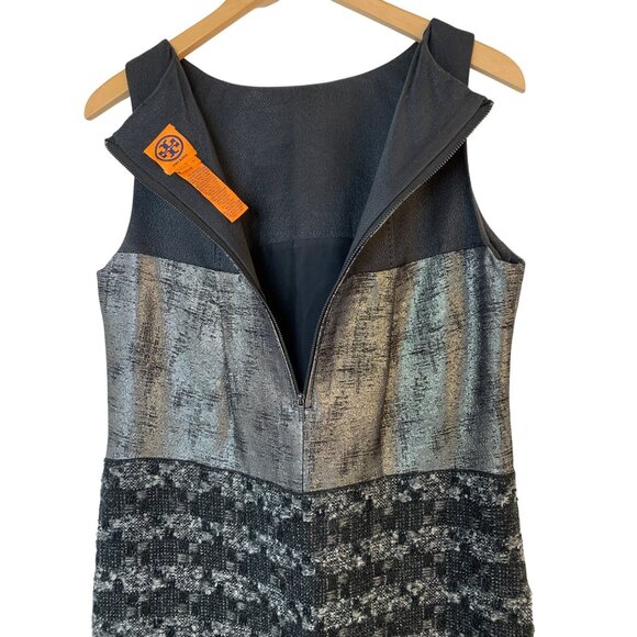 Tory Burch Color Block SL Sheath Dress Size 10 Mixed Media Textured 10019 - Picture 5 of 6